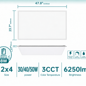 2×4 LED Flat Panel with Backup Battery